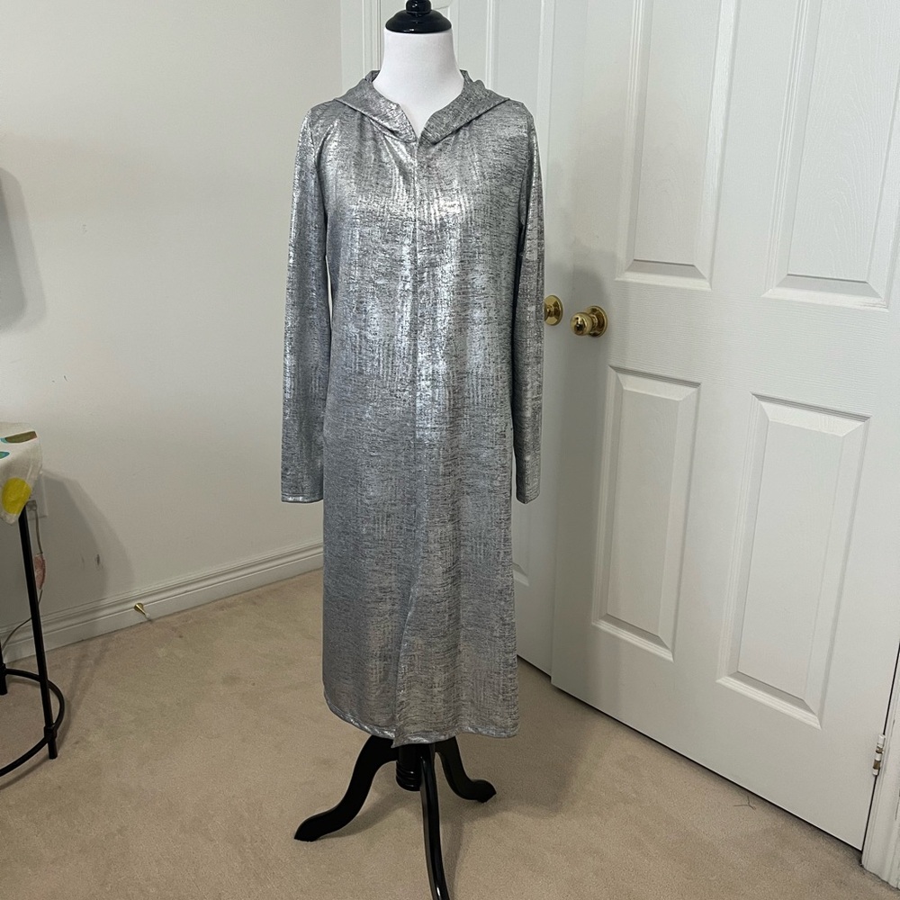 Chesley Love Metallic Gray hooded duster cardigan